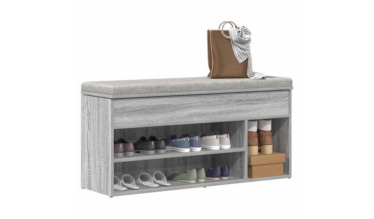 Walplus Engineered Wood Shoe Bench - Grey Sonoma - 102 x 30.5 x 45 cm