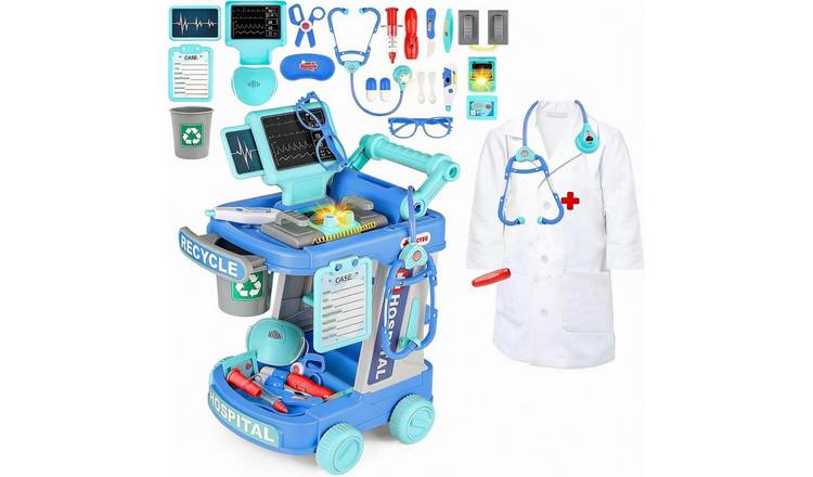 deAO Doctor's Medical Centre Trolley Playset - Blue