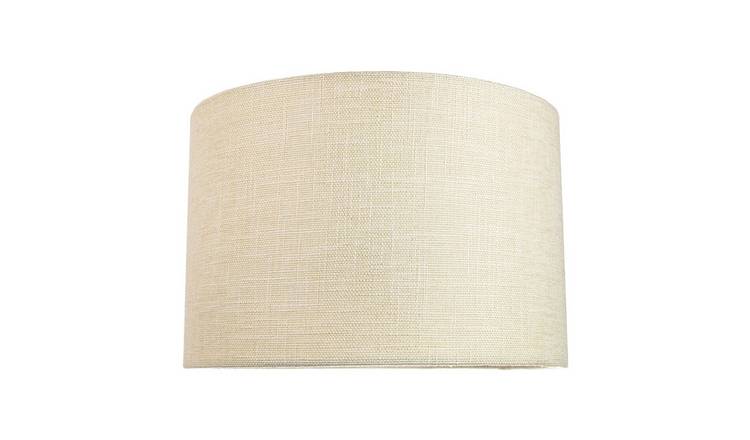 Happy Homewares Sleek Cream Linen Fabric Drum Lampshade - 30cm