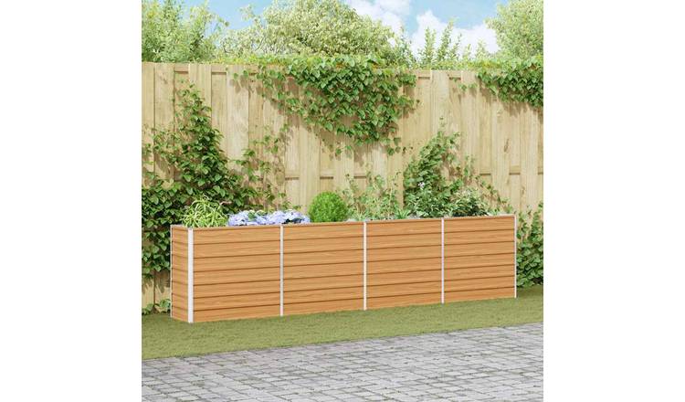Walplus Galvanised Steel Raised Garden Bed - Light Brown - 320 x 40 x 77 cm