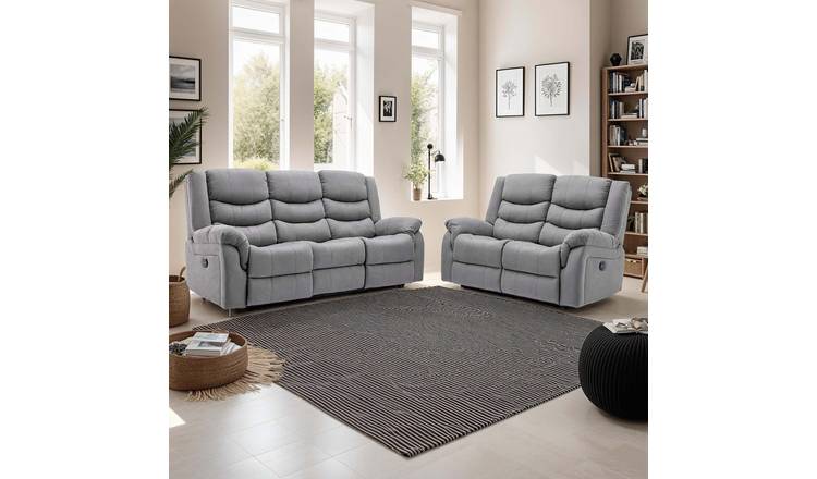 Furniture Online Seattle Electric Recliner Fabric 2+3 Seater Sofa Set - Grey