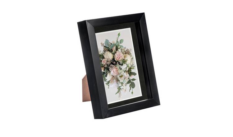 Nicola Spring 3D Box Photo Frame - 5 x 7" with Mount - Black/Black