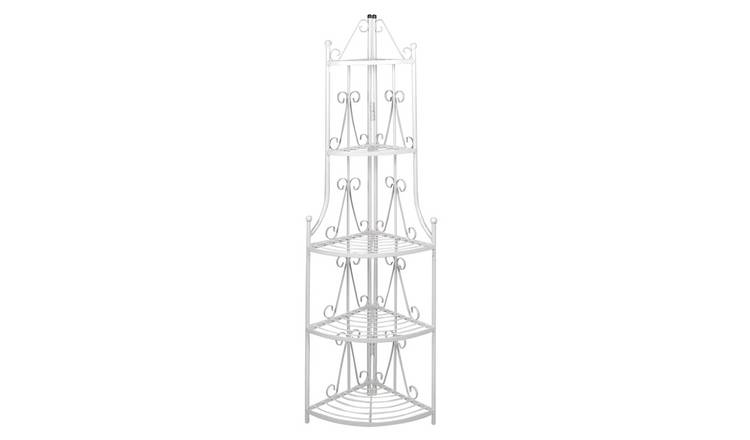 Walplus Corner Steel Plant Rack - White - 36 x 36 x 160 cm
