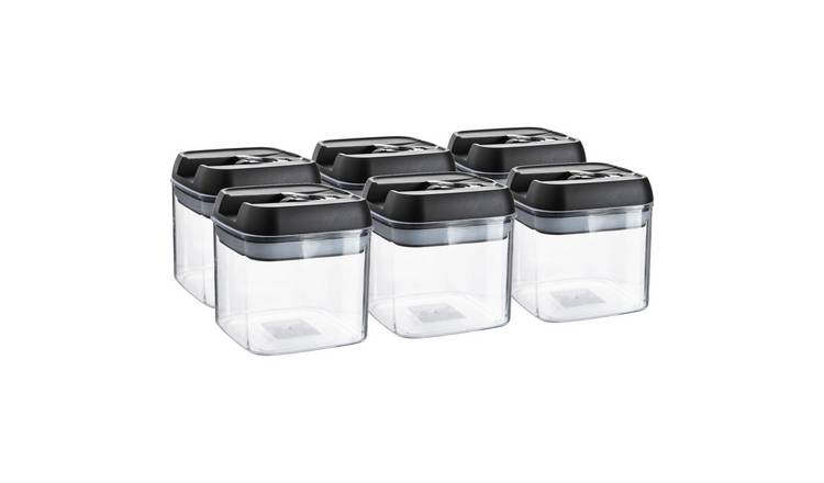 Argon Tableware Plastic Food Containers - Black - Set of 6 - 10.5 x 10cm