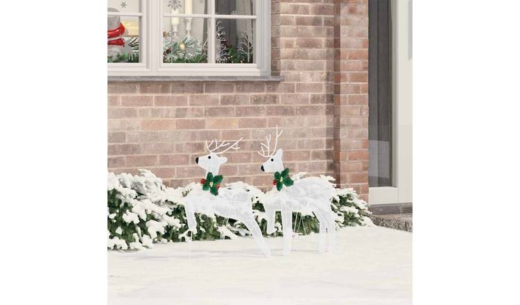 Walplus Pack of 2 LED Fabric Reindeer - White - 45 x 19 x 65 cm