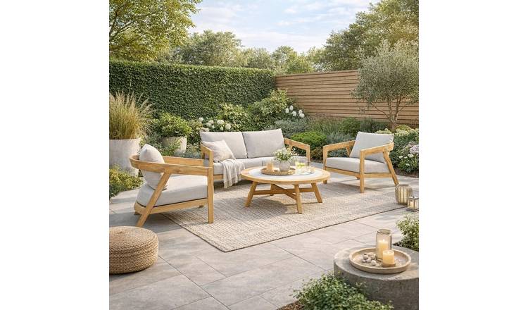 Kettler Kubu 4 Seater Teak Lounge Set - Natural Wood