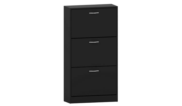 Vida Designs 3 Drawer Shoe Cabinet - Black
