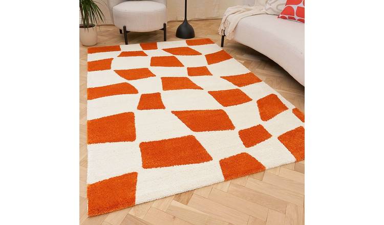 The Rugs Burnt Orange Joli Chequered Rug - 240 x 340cm