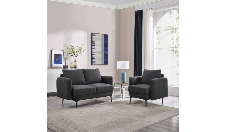 Furniture Online Sofia Linen 1+2 Seater Sofa Set - Grey