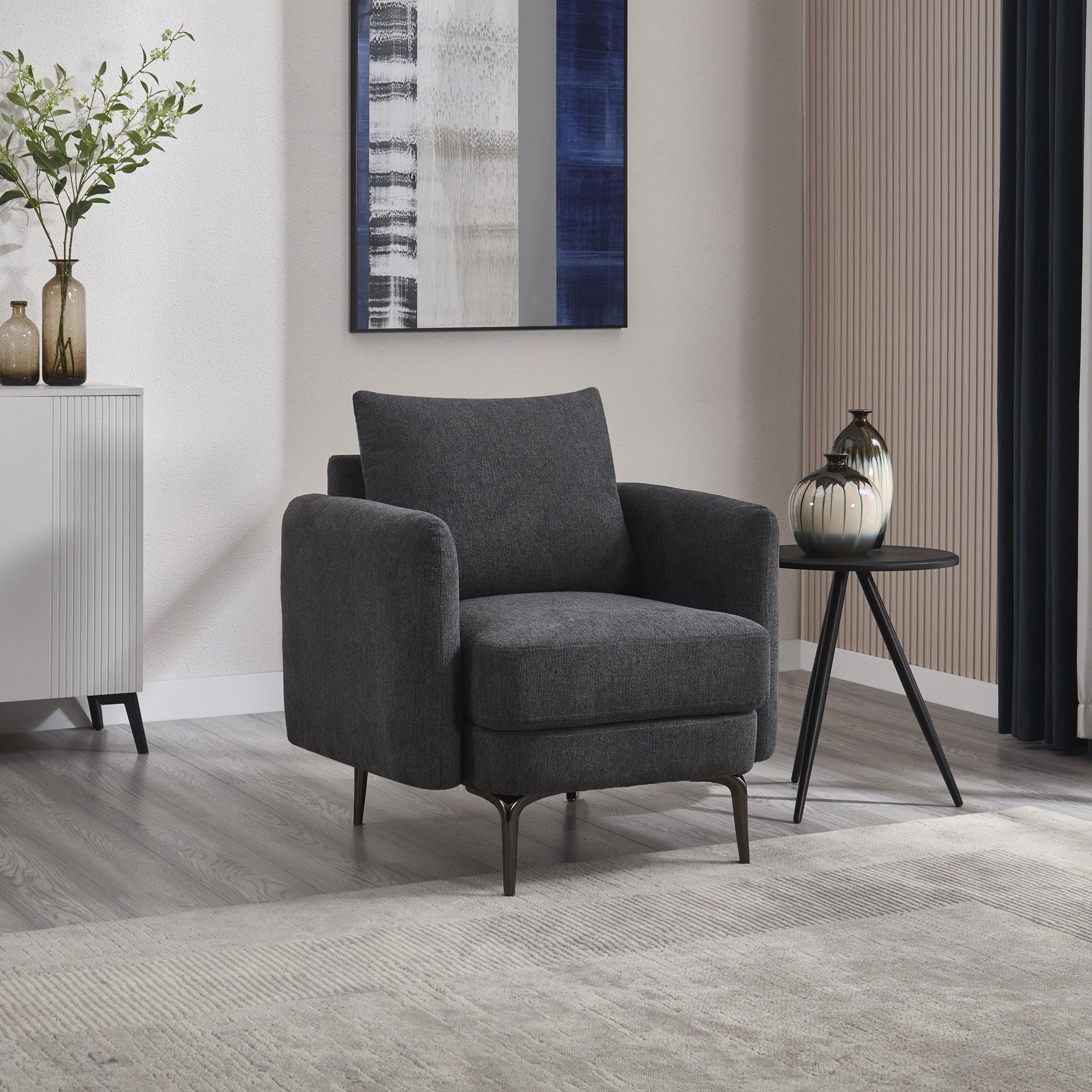 Furniture Online Sofia Linen 1+2 Seater Sofa Set - Grey - Image 5