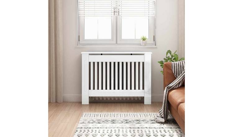 Walplus Engineered Wood Radiator Cover - High Gloss White - 112 x 19 x 81.5 cm