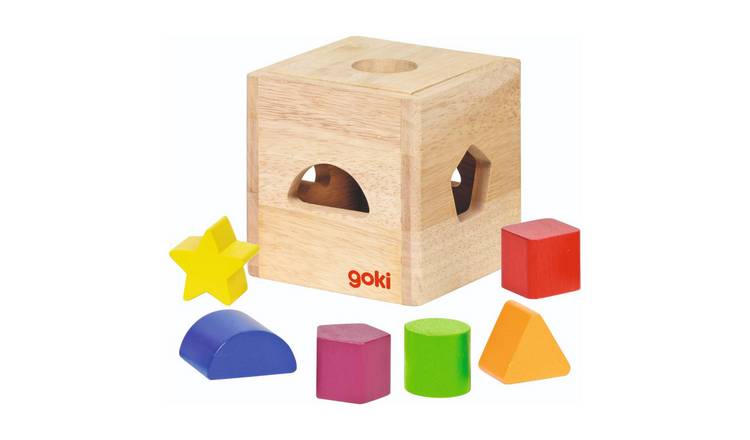 Goki Wooden Shape Sorting Cube with 6 Blocks