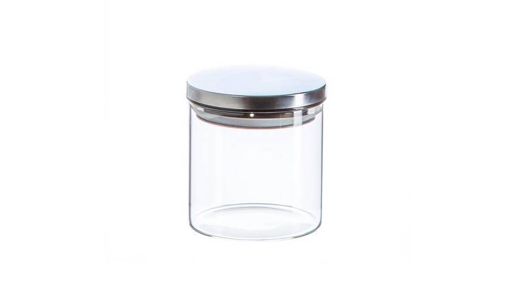 Argon Tableware Scandi Storage Jar with Metallic Lid- Silver