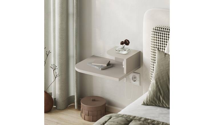 Decortie Luno Floating Bedside Shelf with LED Light - Sand