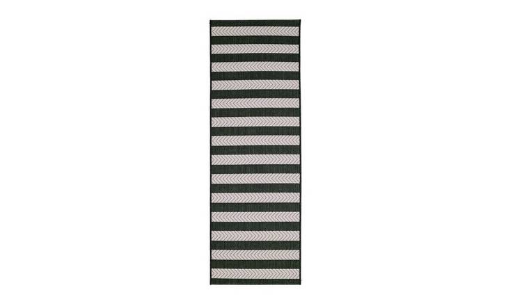 Mega Flooring Black Modern Striped Runner - 67 x 200cm