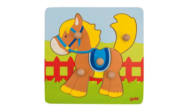 Goki 5 Piece Lift Out Horse Wooden Puzzle