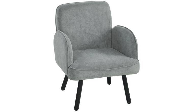HOMCOM Velvet Modern AModern Lounge Chair for Living Room - Grey
