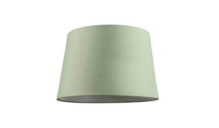 Happy Homewares Olive Green Cotton Fabric Drum with White Lampshade - 30cm