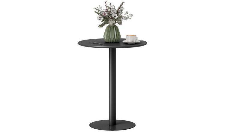 HOMCOM 2 Seater Round Kitchen Table with Steel Base - Black