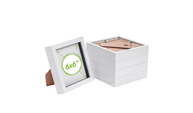 Nicola Spring 3D Box Photo Frames - 6 x 6" and 4 x 4" Mount - Pack of 5