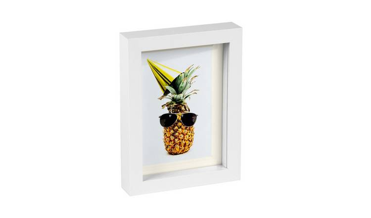 Nicola Spring 3D Box Photo Frame - 5" x 7" with Mount - White