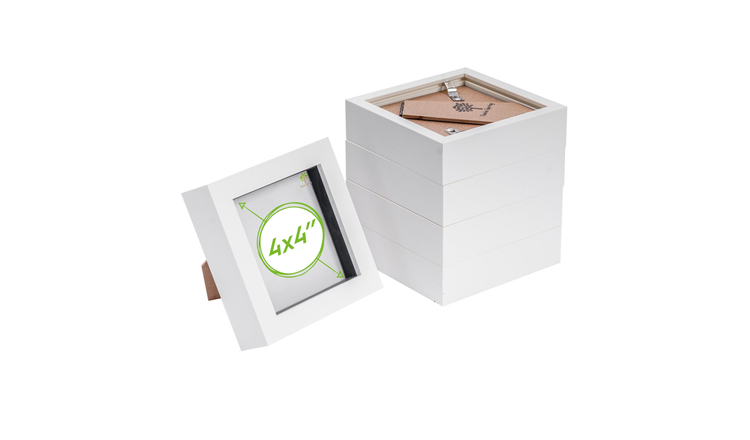 Nicola Spring 3D Box Photo Frames - 4 x 4" - Set of 5 - White