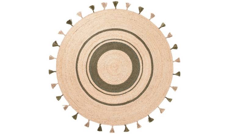 Hanse Home Beige and Green Round Basil Natural Round Braided Rug - 200cm