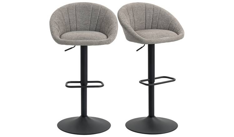 HOMCOM Set of 2 Tub Bar Stools with Back and Footrest - Grey