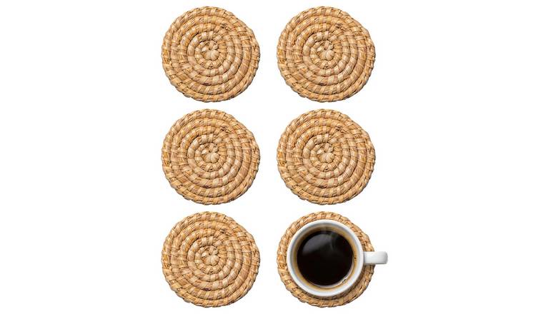 Argon Tableware Round Woven Palm Leaf Coasters - Pack of 6
