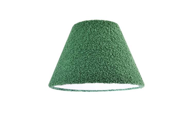 Happy Homewares Emerald Green Textured Velvet Wool Fabric Lampshade - 30cm