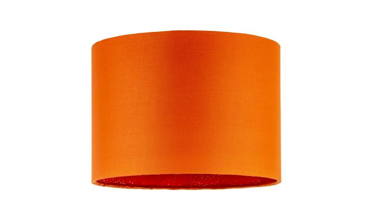 Happy Homewares Drum in Orange Cotton Blend Fabric Lampshade - 30cm