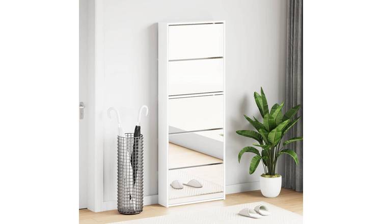Walplus Engineered Wood Shoe Cabinet - High Gloss White - 63 x 17 x 169.5 cm
