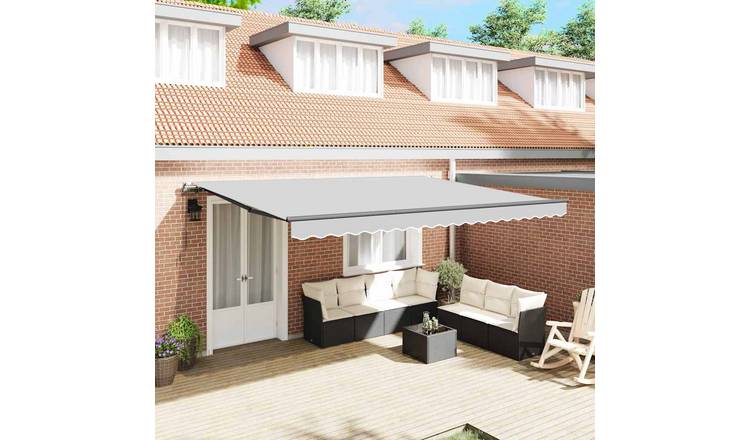 Walplus Manual Aluminium Awning Frame - Anthracite - 500 x 300 x 165 cm