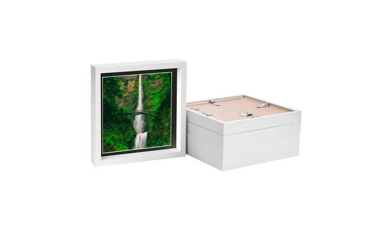 Nicola Spring 3D Box Photo Frames - 10" x 10" with Mount - Set of 5 - White
