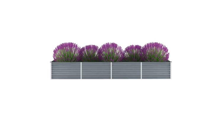 Walplus Galvanised Steel Raised Garden Bed - Grey - 320 x 80 x 45 cm
