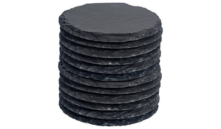 Argon Tableware Round Slate Coasters - Pack of 12
