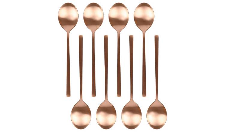 Argon Tableware Stainless Steel Dessert Spoons - Copper - Pack of 8