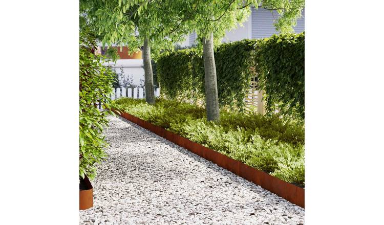 Walplus Pack of 50 Weathering Steel Lawn Edging - Brown - 100 x 0.05 x 20 cm