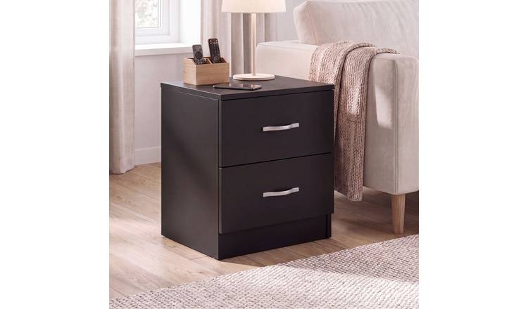 Vida Designs Riano 2 Drawer Bedside Chest - Black