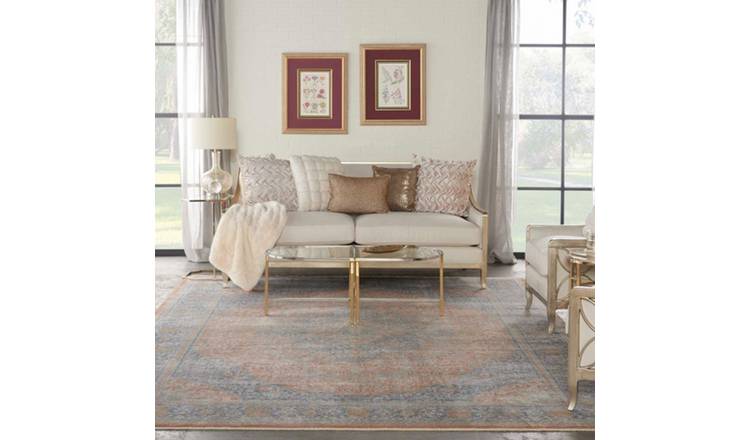 Mega Flooring Blue Traditional Bordered Rug - 160 x 221cm