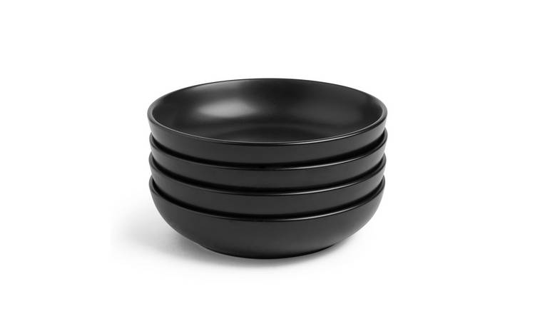 VonShef 4pc Large Ceramic Pasta Bowl Set - Matte Black
