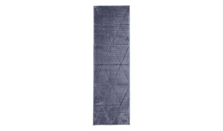 Mega Flooring Blue Modern Geometric Rug - 60 x 200cm