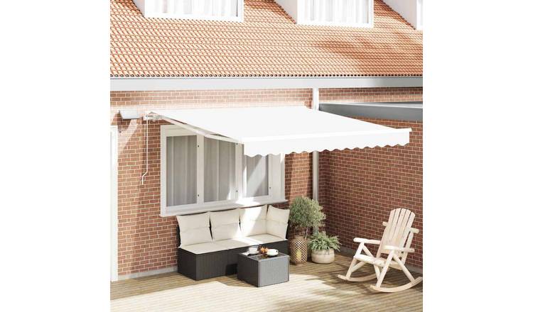 Walplus Polyester Retractable Awning - White - 350 x 250 cm