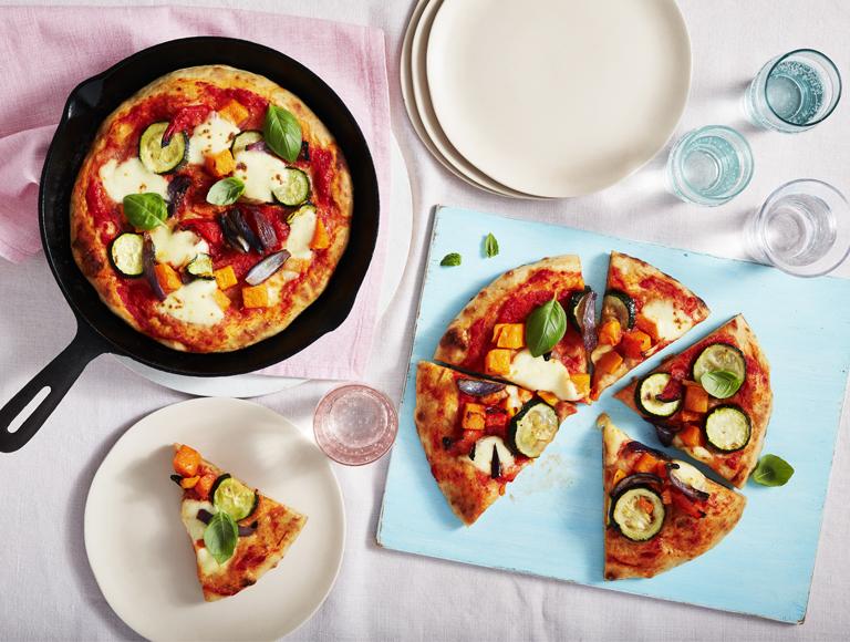 Mediterranean vegetable sourdough pizza