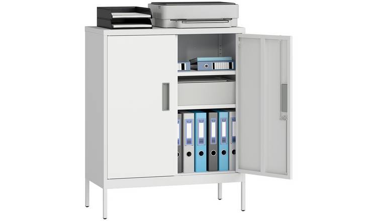 HOMCOM Metal Adjustable Storage Cabinet - White
