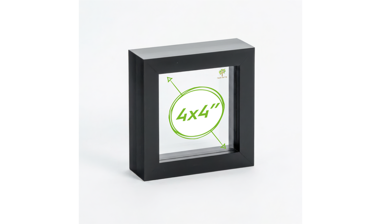 Nicola Spring 3D Box Photo Frame - 4 x 4" - Black