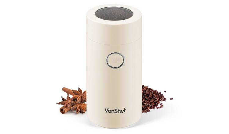 VonShef 60g 150W Electric Coffee Grinder - Cream