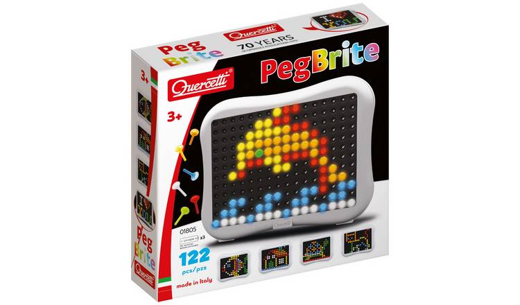 Quercetti Peg Brite 122 Pieces Illuminated Mosaic Peg Board - Age 3+