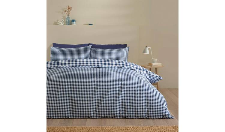 Catherine Lansfield Bamford Gingham Check Duvet Cover Set - Double - Navy