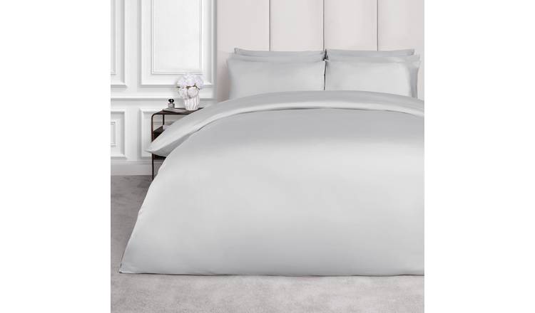 OHS 400 Thread Count Cotton Sateen Duvet Set Silver - Single
